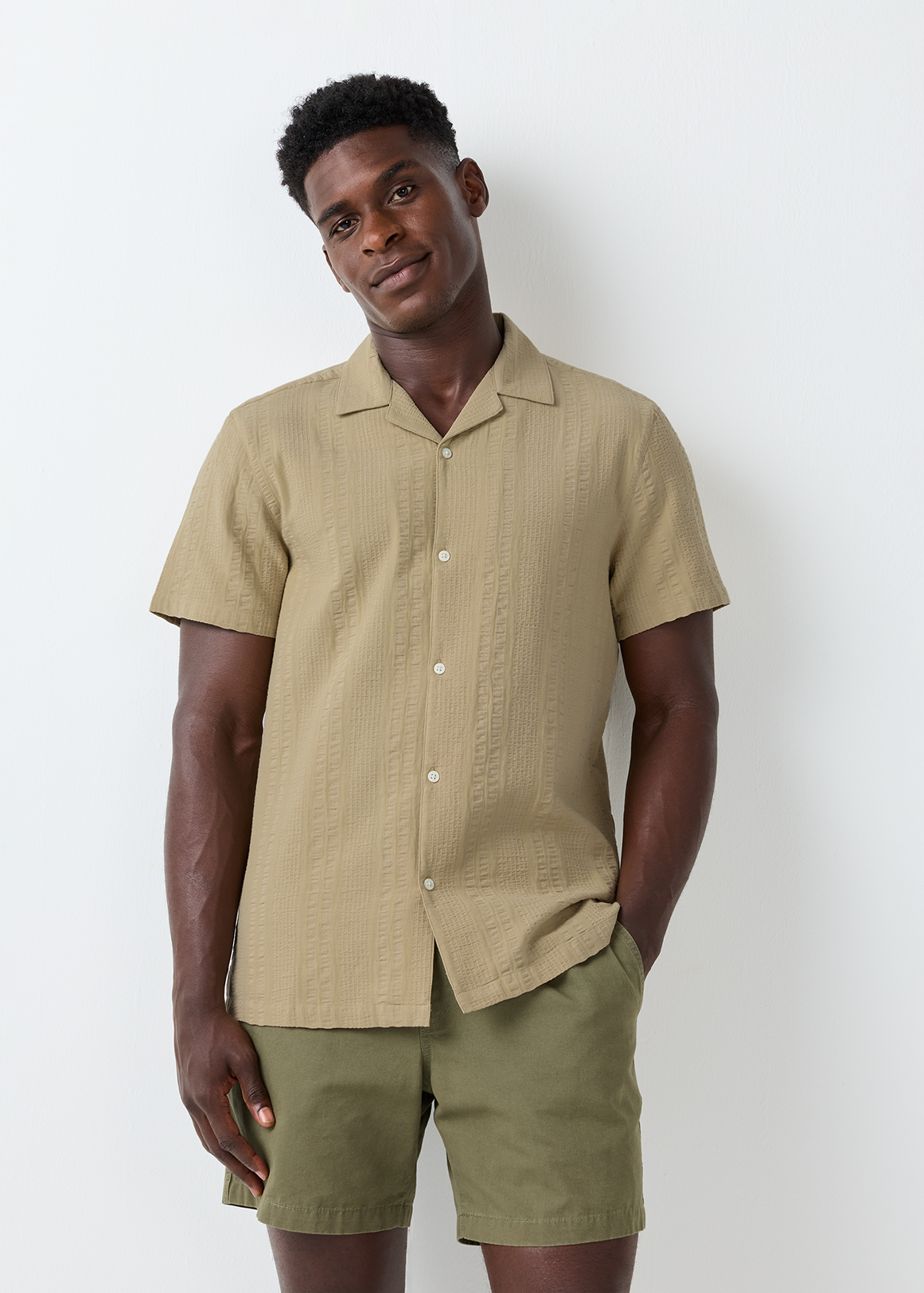 Seersucker Gauze Revere Collar Shirt