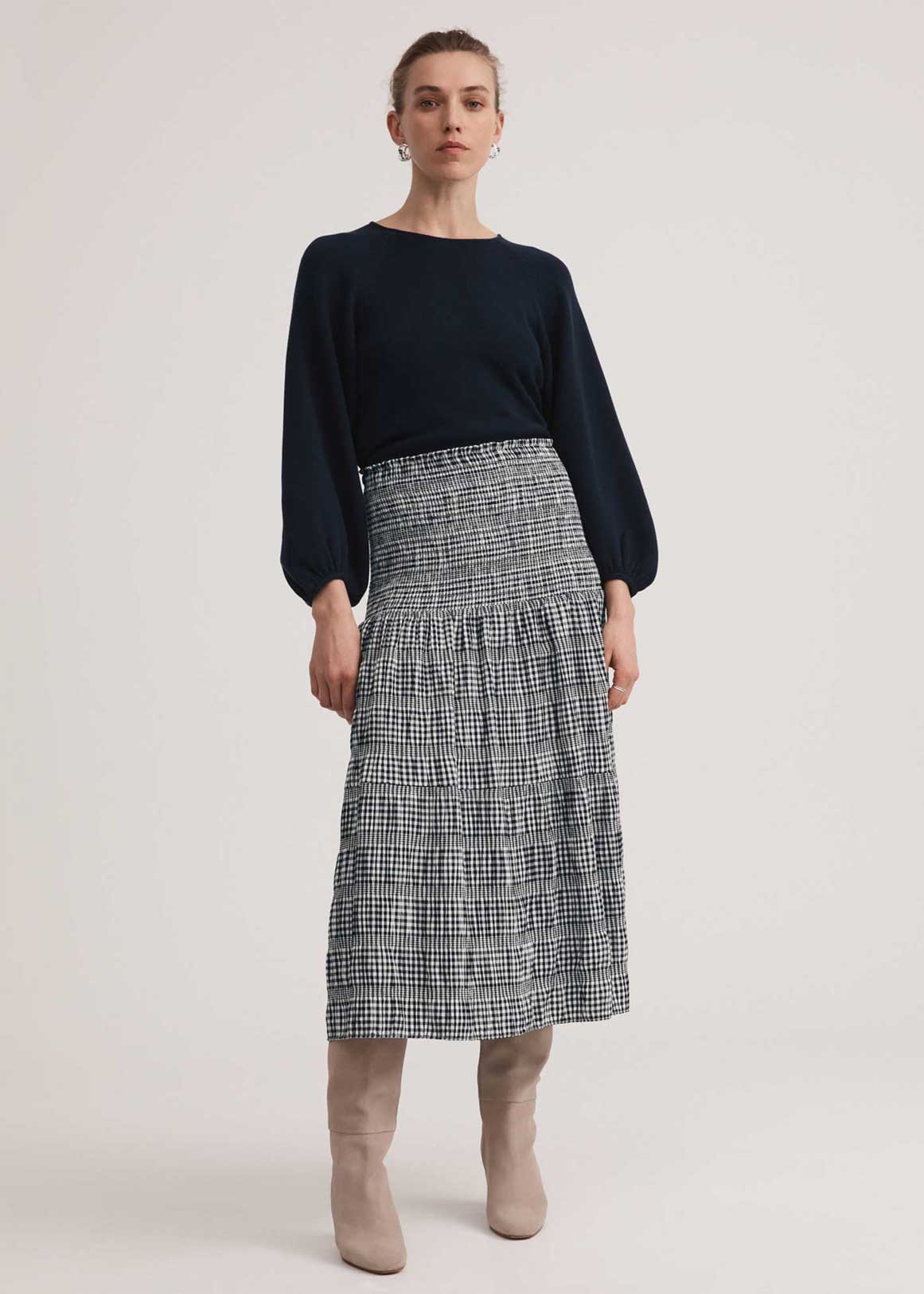 Seersucker Gingham Shirred Skirt | Woolworths.co.za