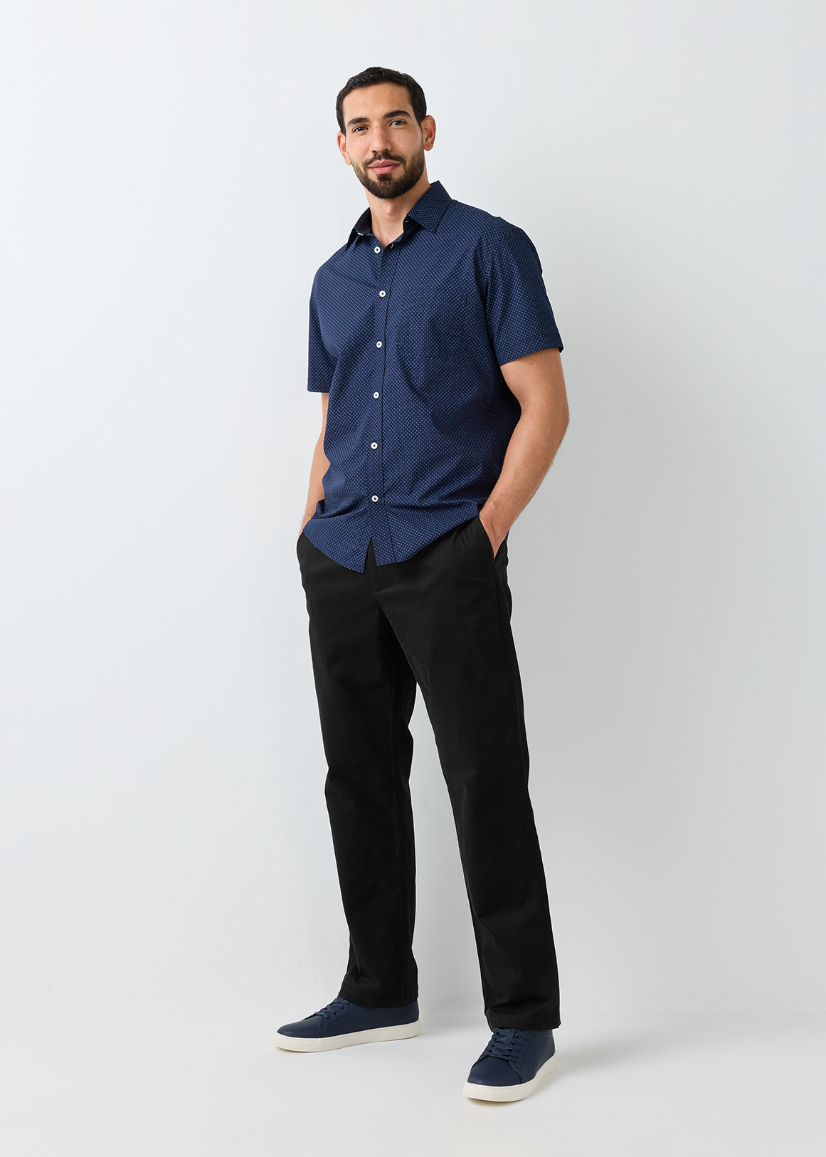 Semi Elasticated Regular Fit Stretch Cotton Chinos