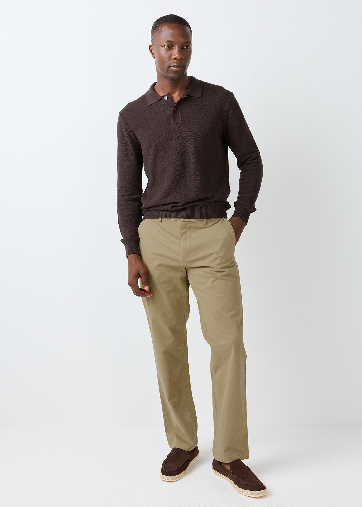 Semi Elasticated Regular Fit Stretch Cotton Chinos