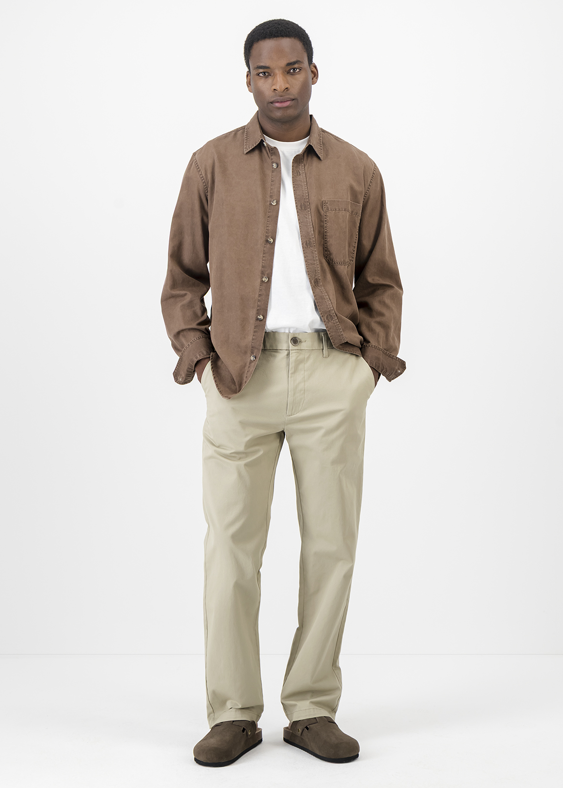 Semi-elasticated Regular Fit Stretch Cotton Chinos