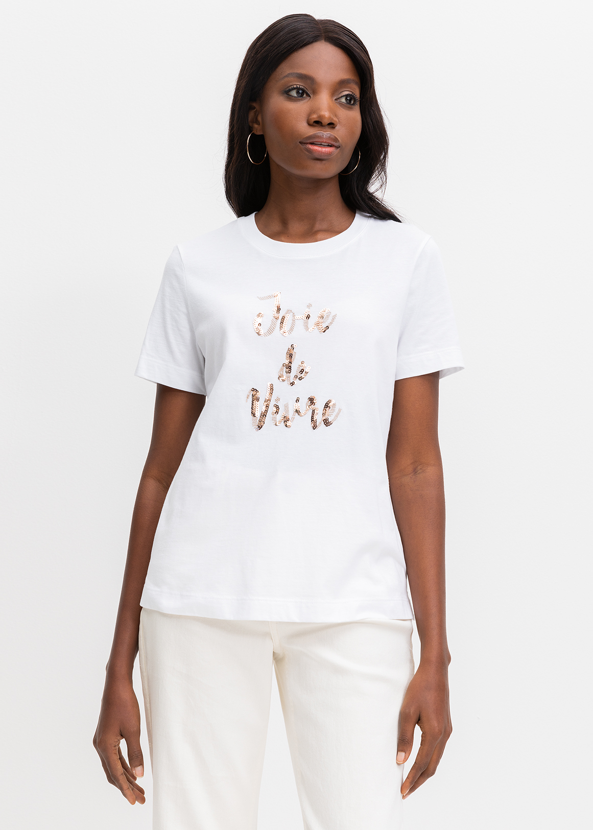 Sequin Slogan Cotton T-shirt | Woolworths.co.za