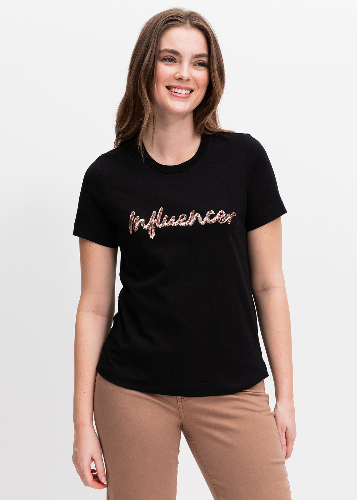 Sequin Slogan Cotton T-shirt | Woolworths.co.za