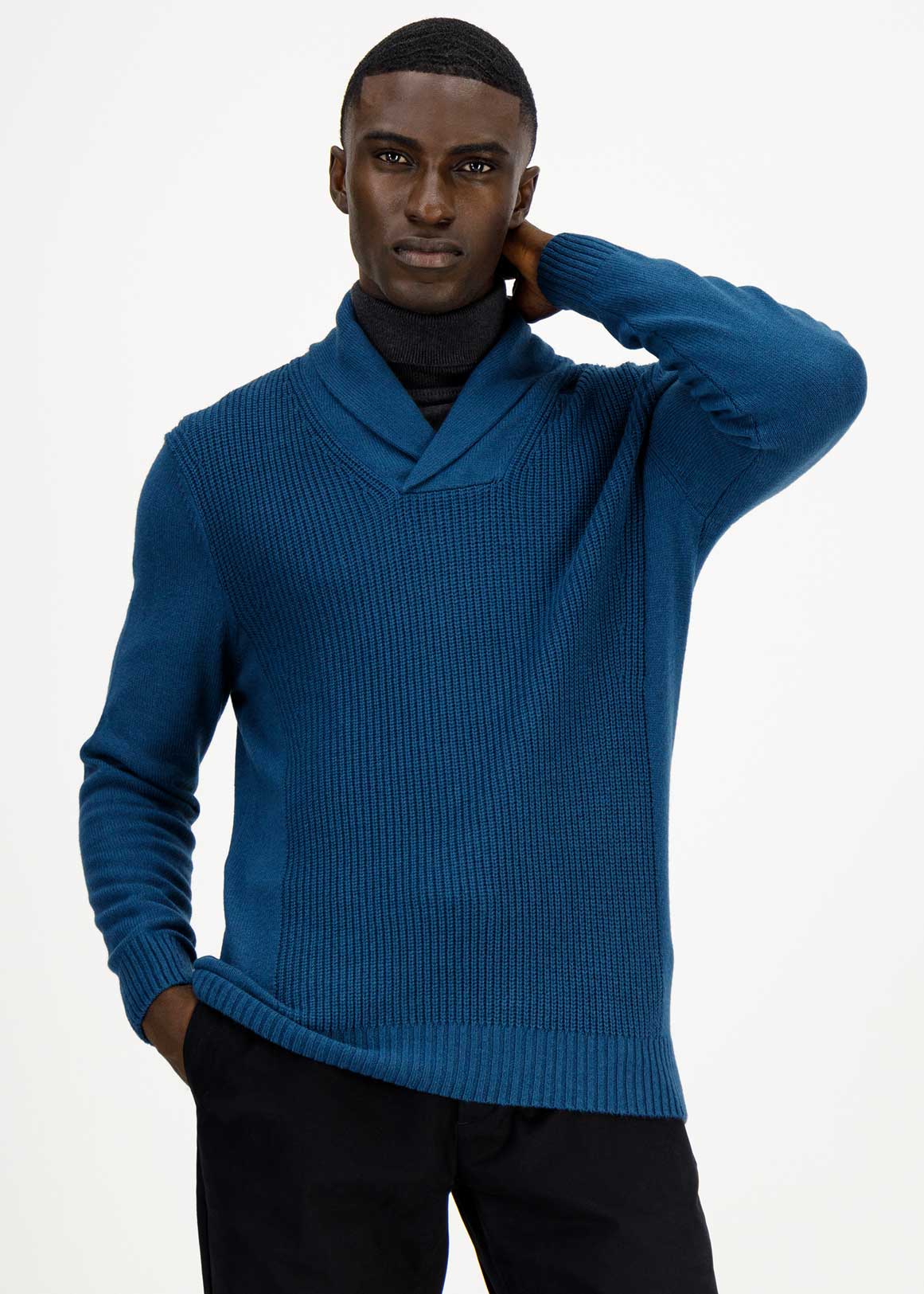Shawl Collar Rib Knit Pullover | Woolworths.co.za