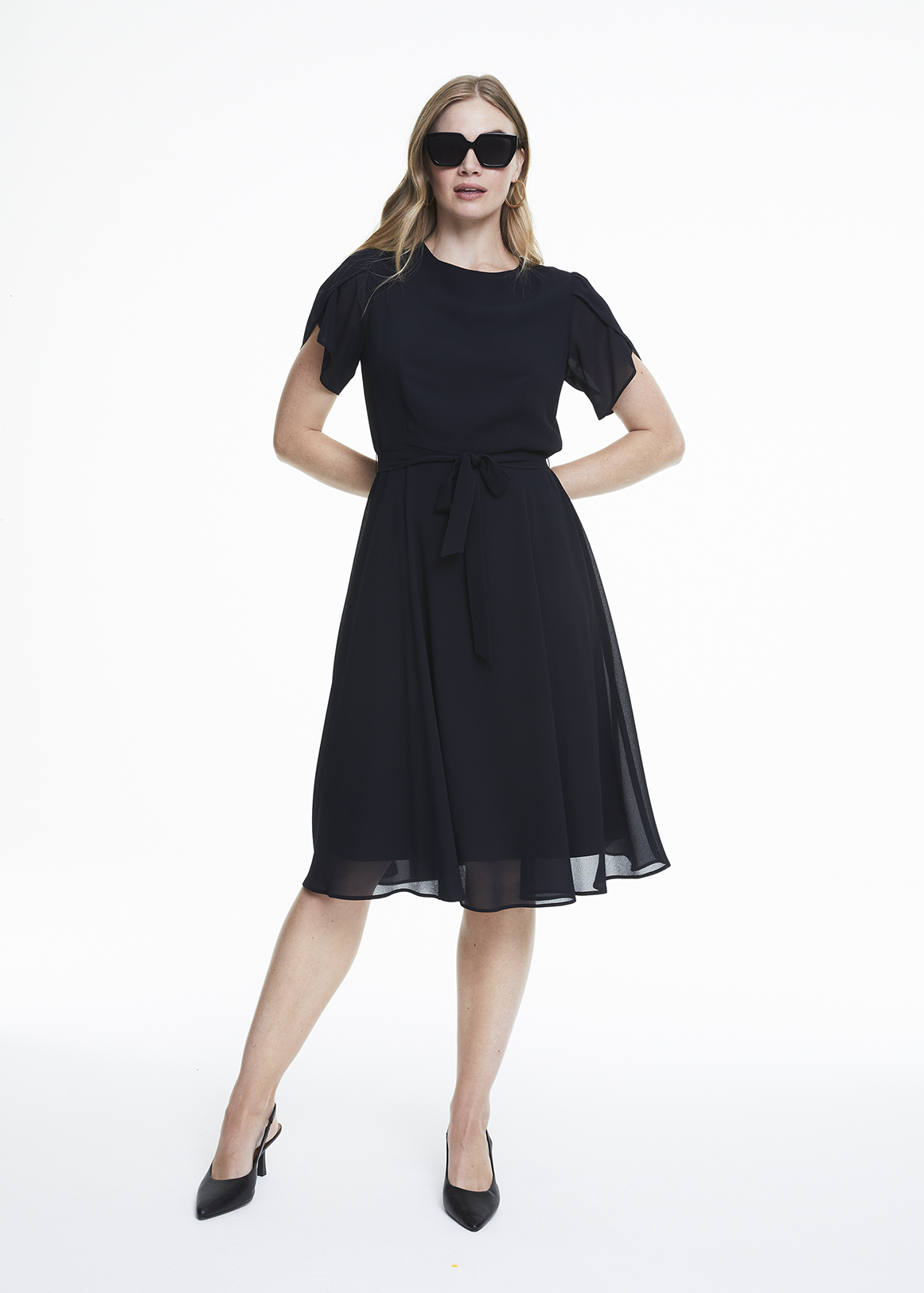 Sheer Cap Sleeve Fit & Flare Midi Dress | Woolworths.co.za