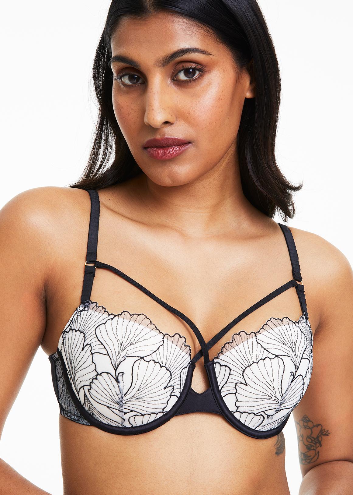 Sheer Lace Padded Underwire Balconette Bra