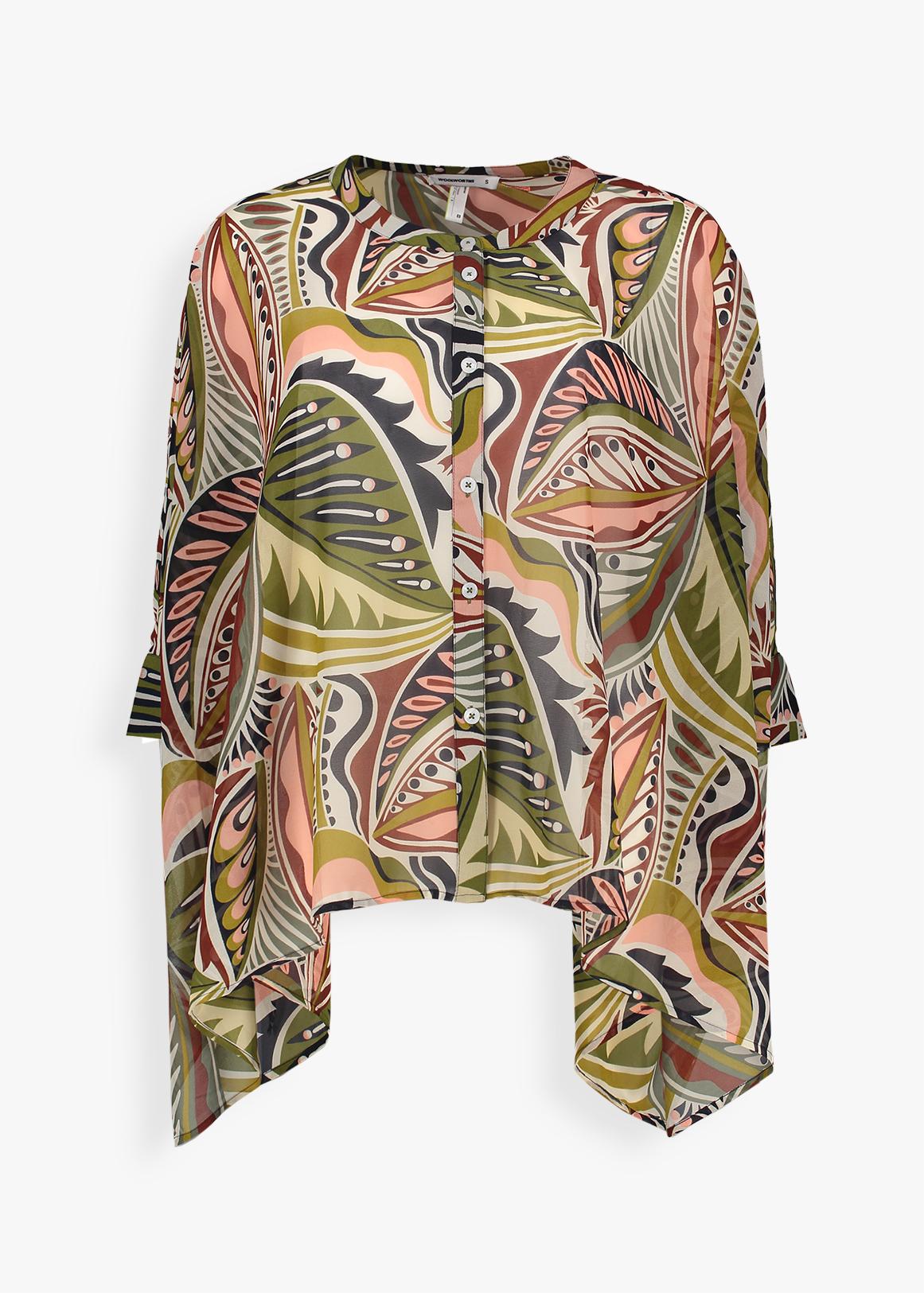 Zara Floral Printed Shirt With Kimono Sleeves With Hat and