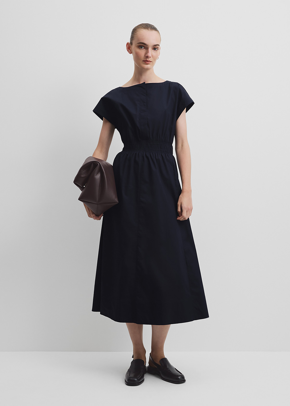 Shirred Waist Midi Dress