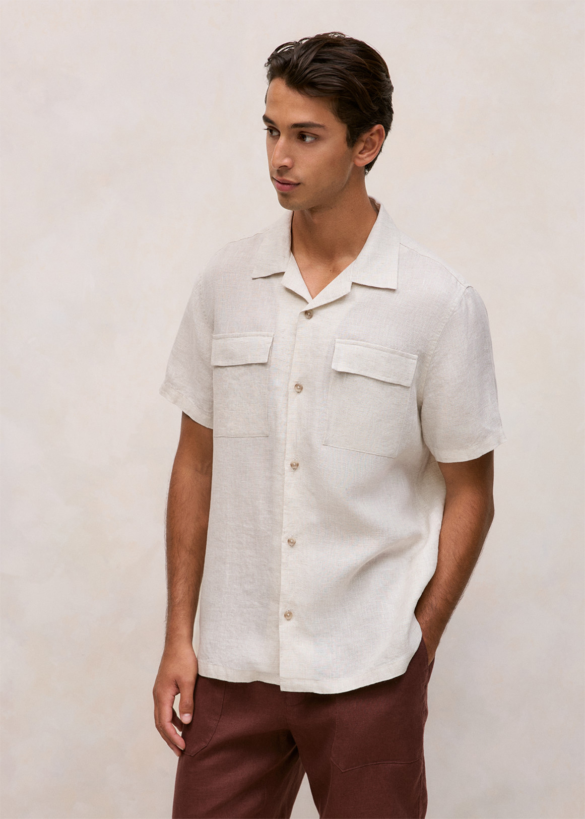 Short Sleeve Linen Pocket Shirt