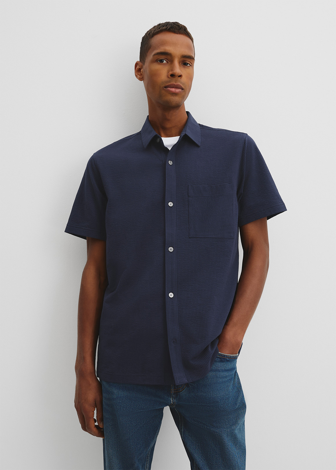 Short Sleeve Seersucker Cuban Shirt