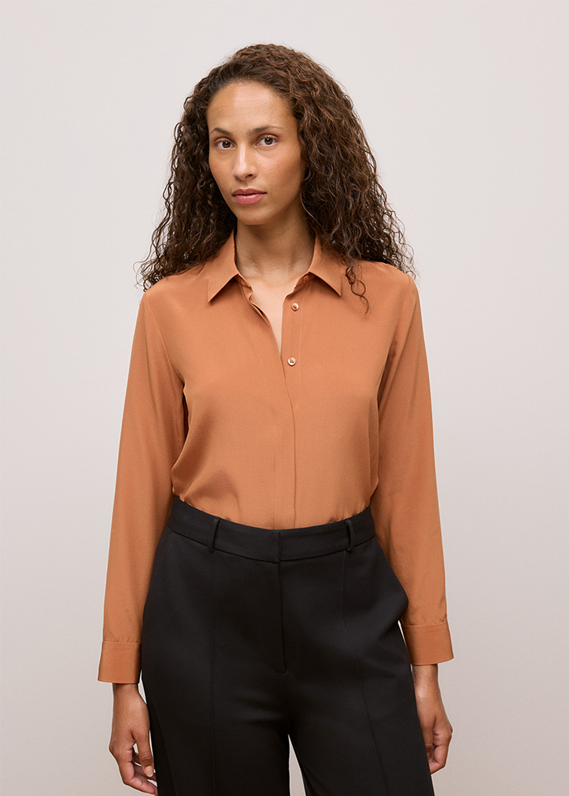 Silk Concealed Placket Shirt