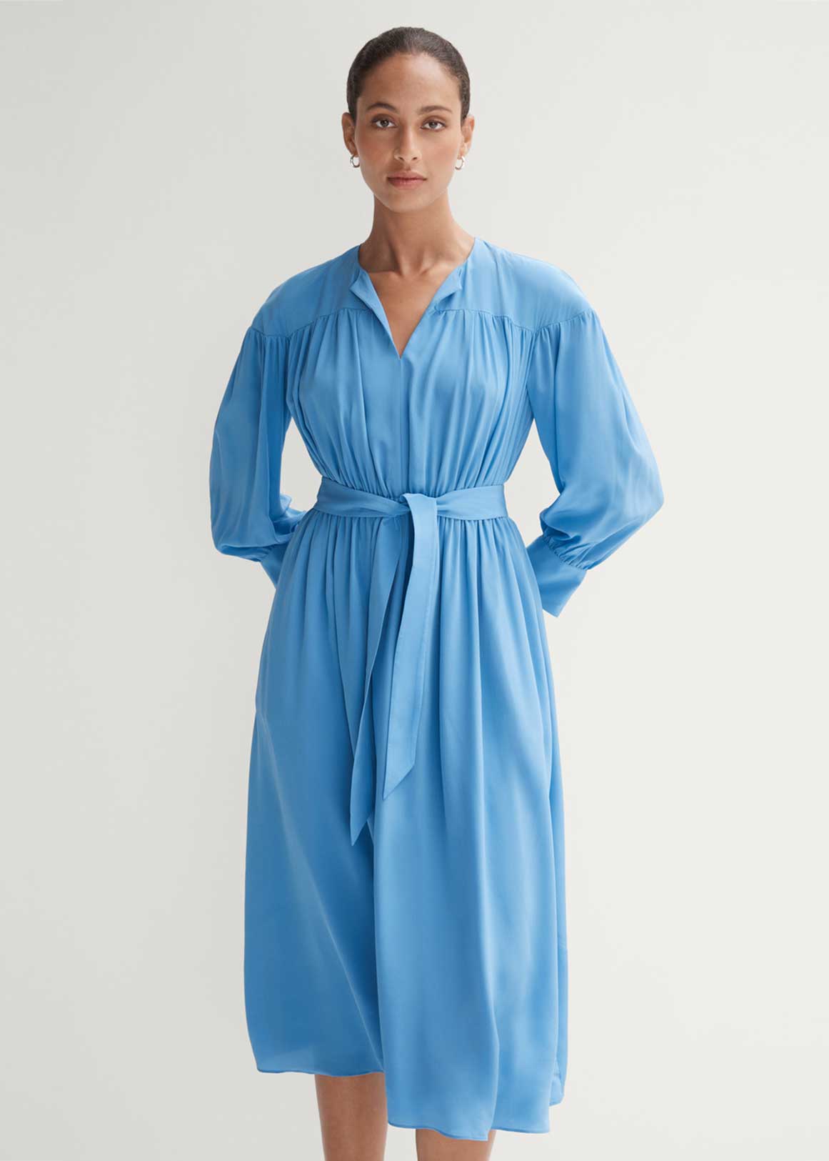 Silk Gathered Yoke Dress | Woolworths.co.za