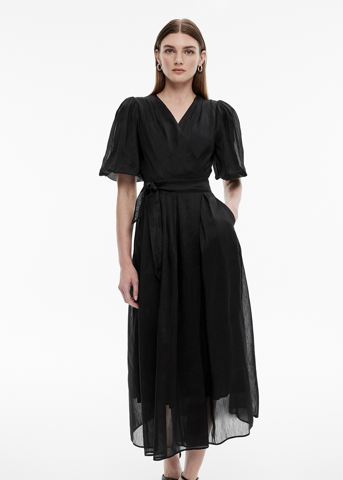 Silk Linen Midi Wrap Dress | Woolworths.co.za