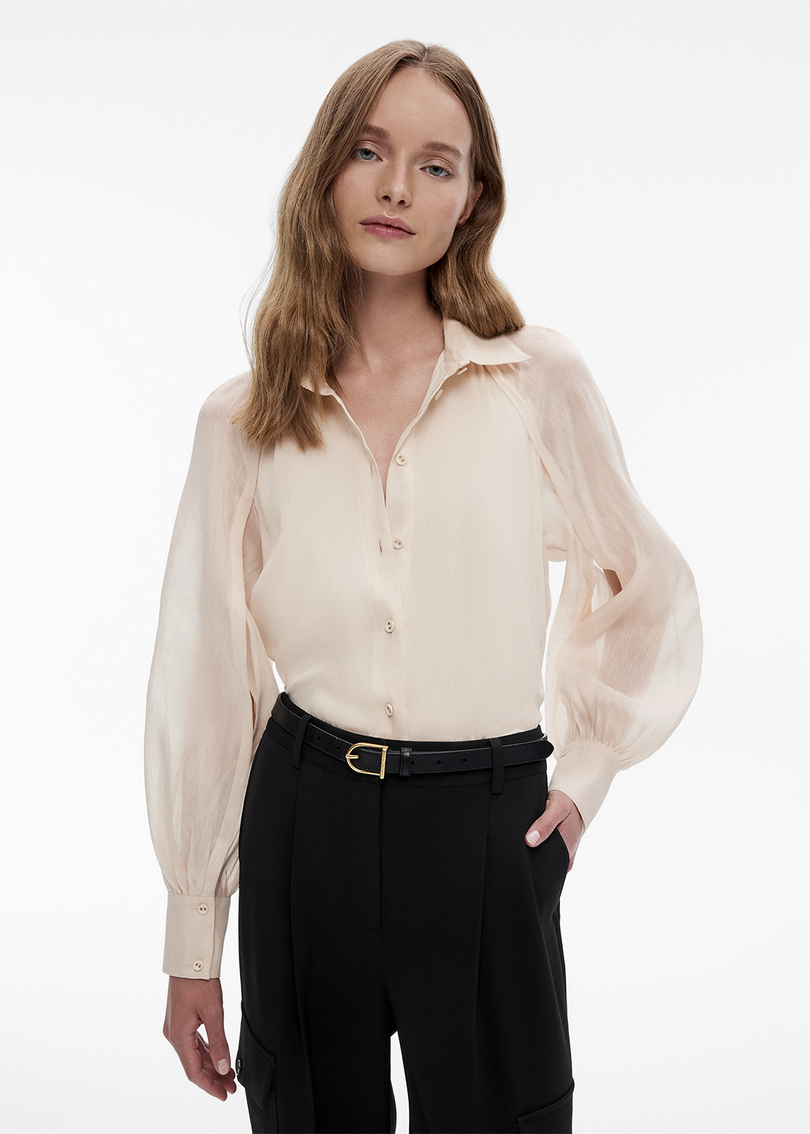 Silk Linen Split Sleeve Blouse | Woolworths.co.za