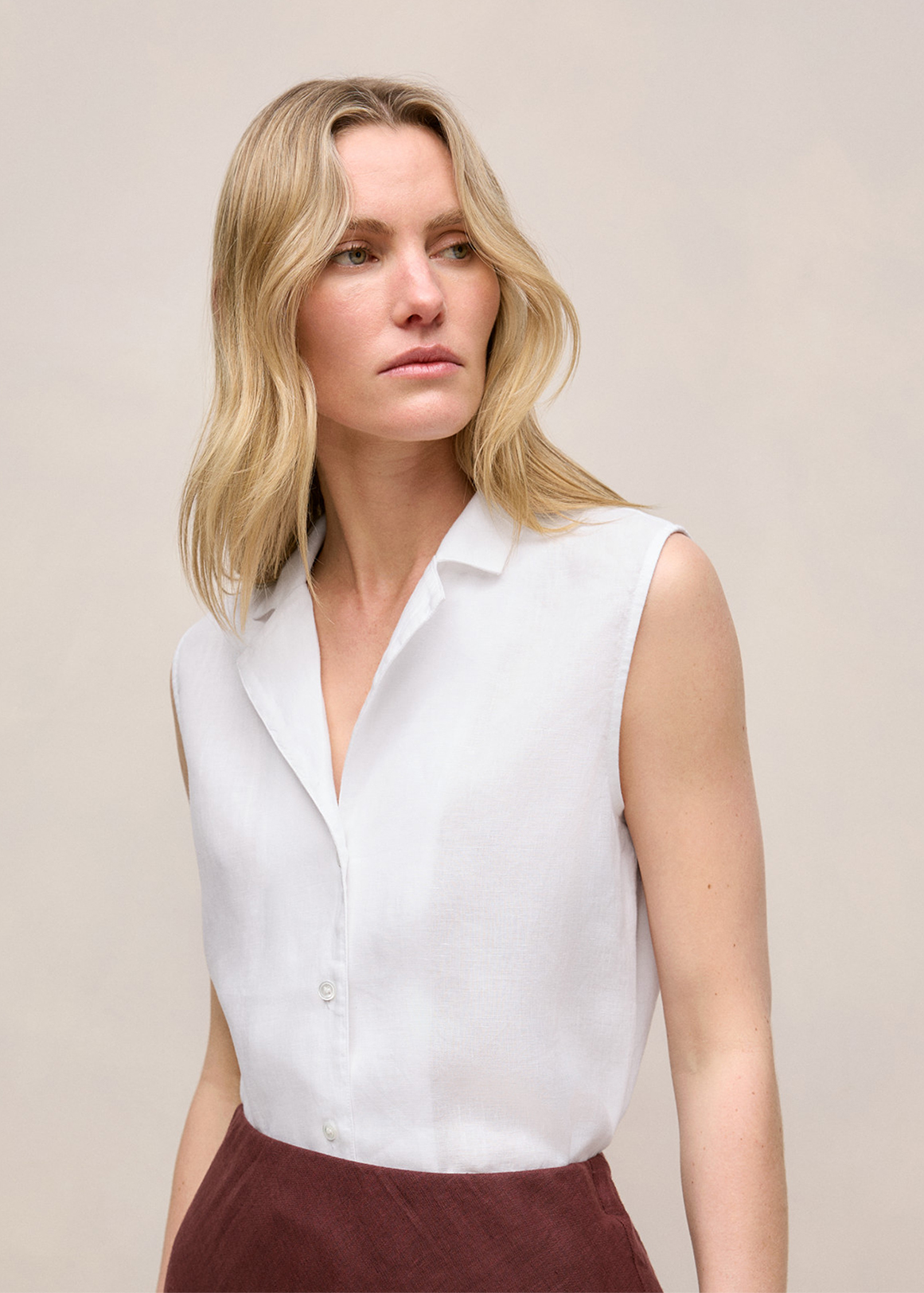 Sleeveless Linen Shirt