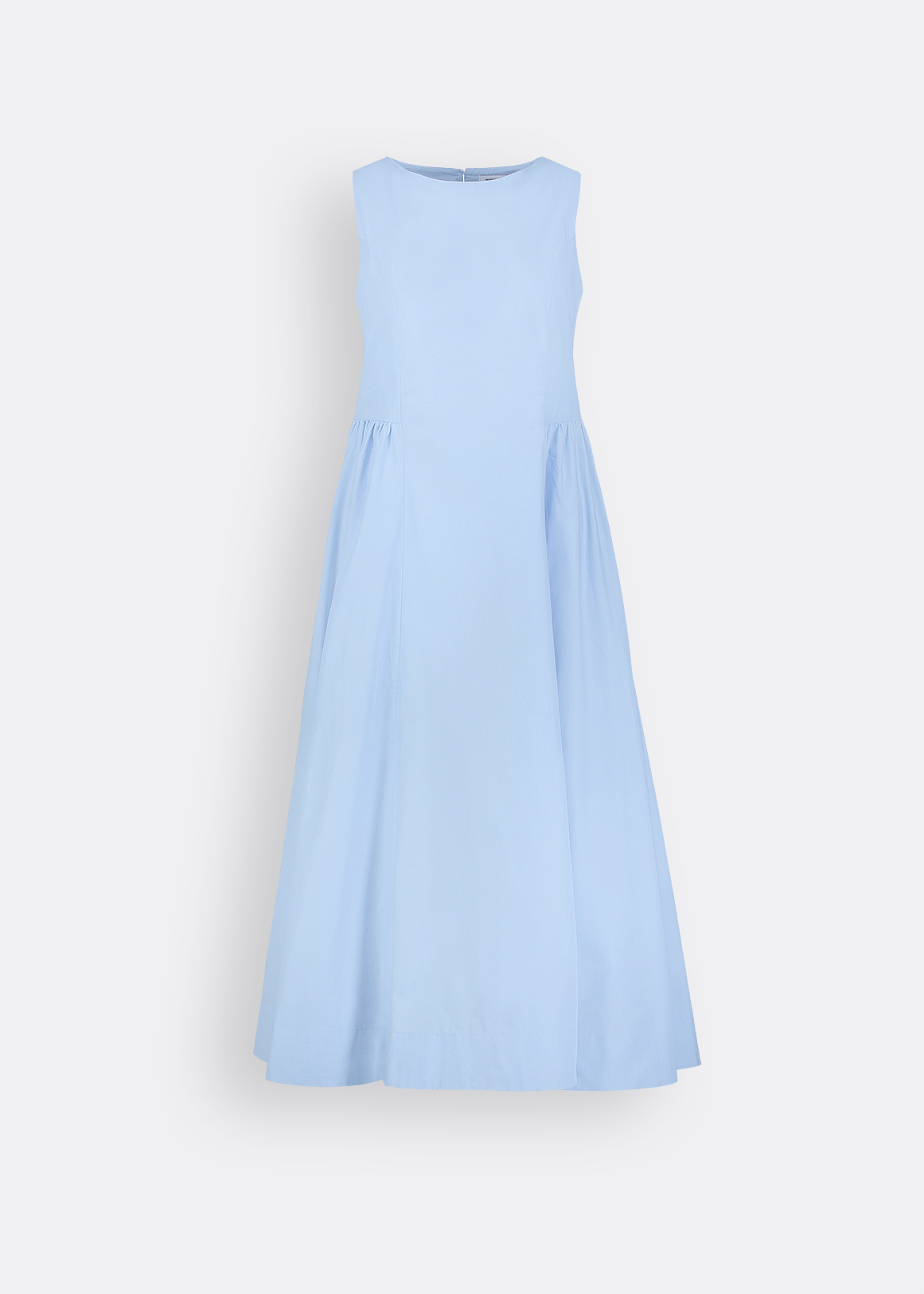 Sleeveless Pocketed Waist Detail Poplin Midi Dress