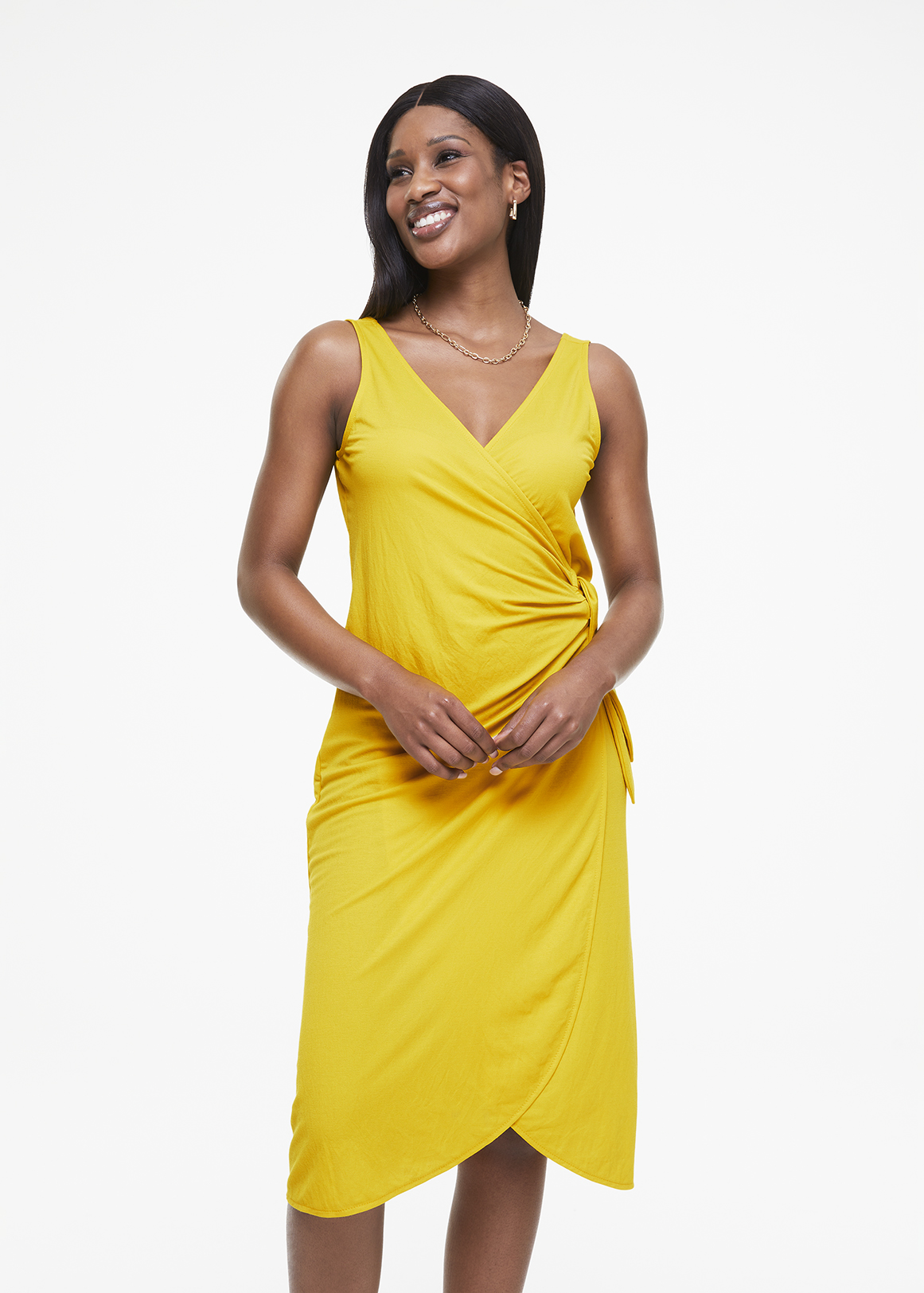 Sleeveless V-neck Wrap Midi Dress | Woolworths.co.za