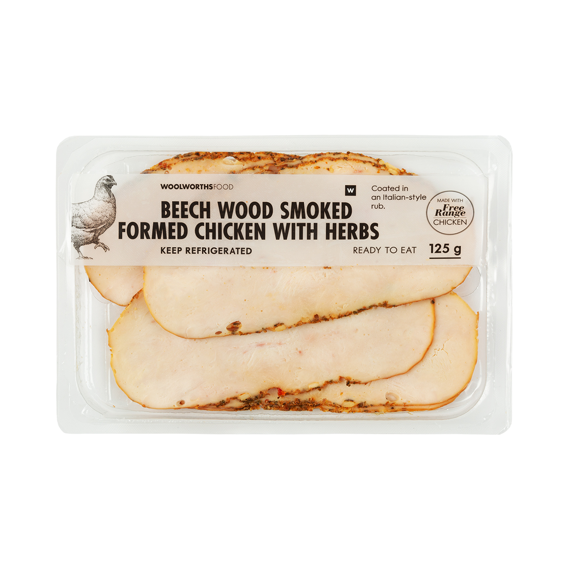 Sliced Beech Wood Smoked Formed Chicken with Herbs 125 g