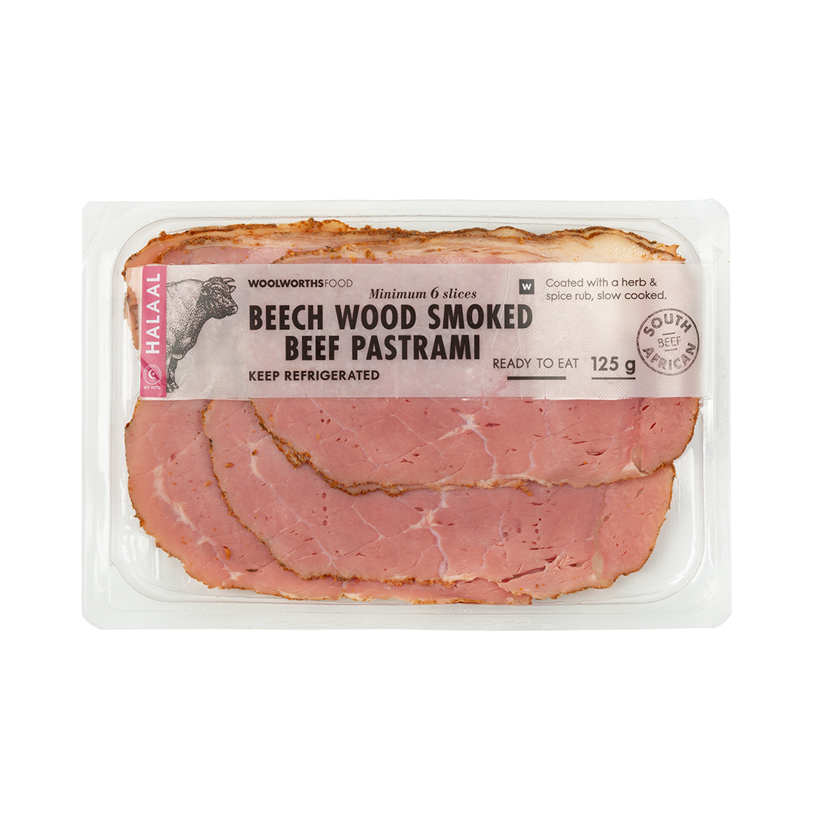 Sliced Halaal Beech Wood Smoked Beef Pastrami 125 g