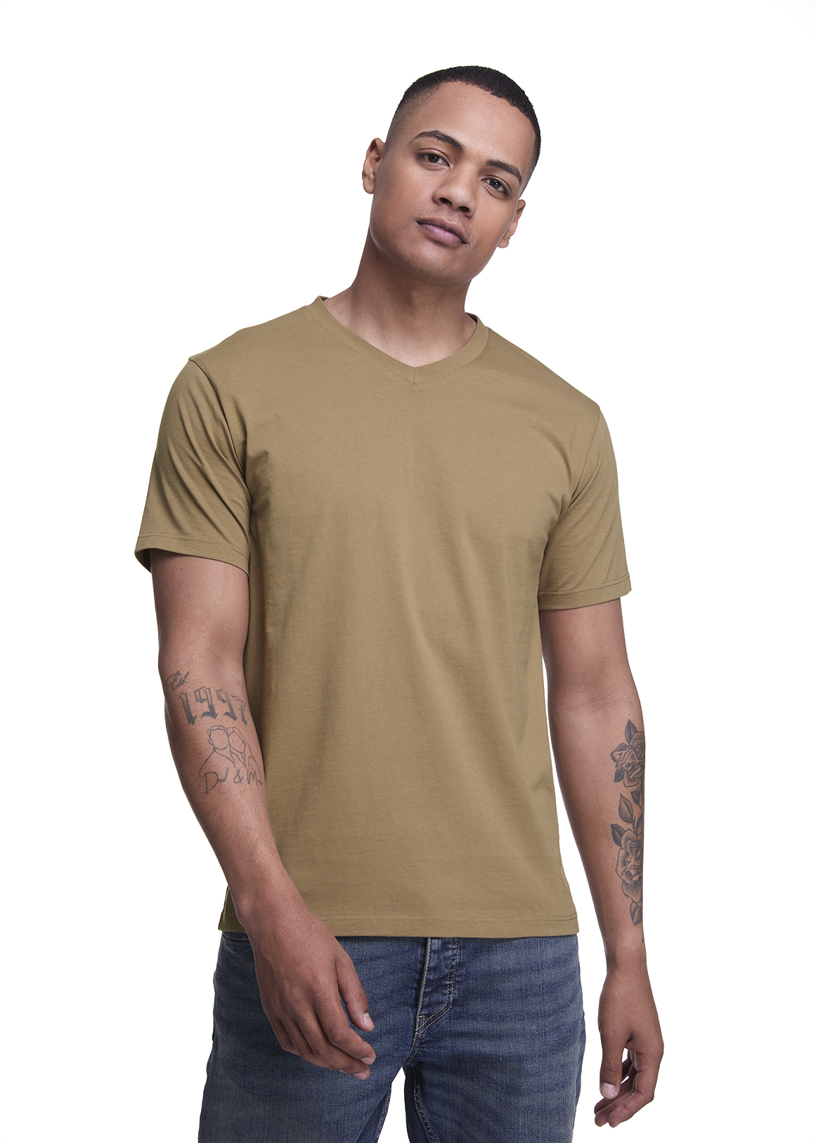 Slim Fit V-neck Cotton T-shirt