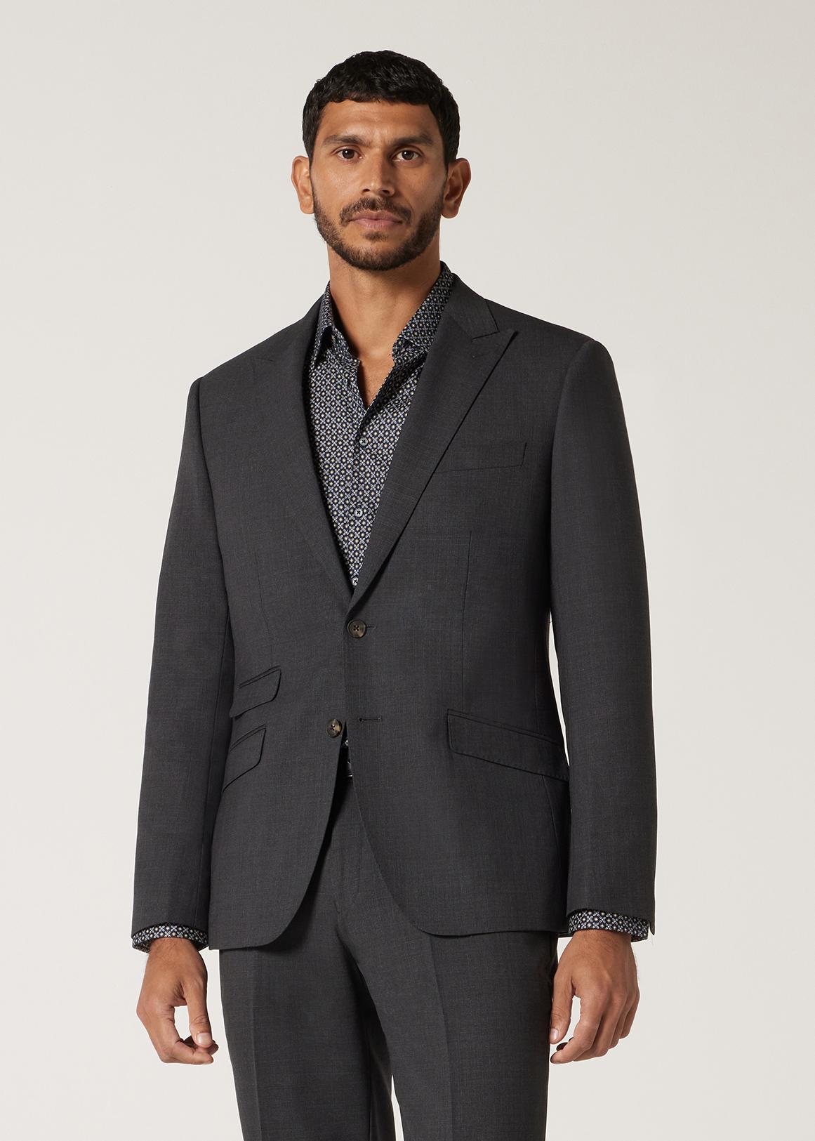 Slim Stretch Wool Blend Tailored Jacket - Main Image