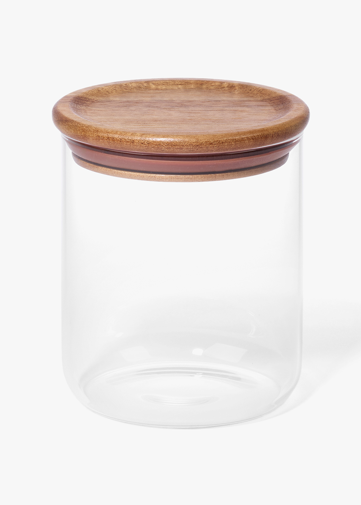 Small Round Glass Storage Canister with Wooden Lid