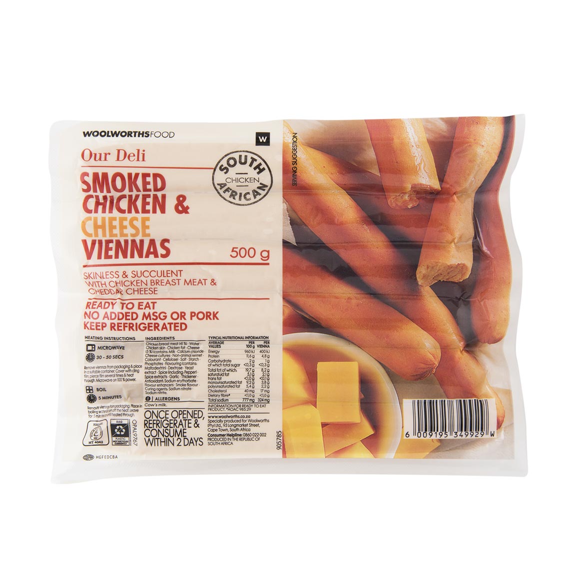 Smoked Chicken & Cheese Viennas 500 g