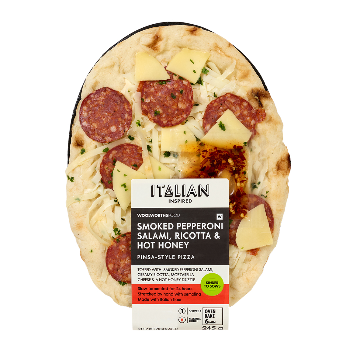 Smoked Pepperoni Salami, Ricotta & Hot Honey Pinsa Style Pizza 245 g