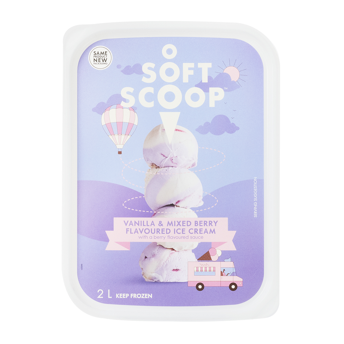 Soft Scoop Vanilla & Mixed Berry Flavoured Ice Cream 2 L