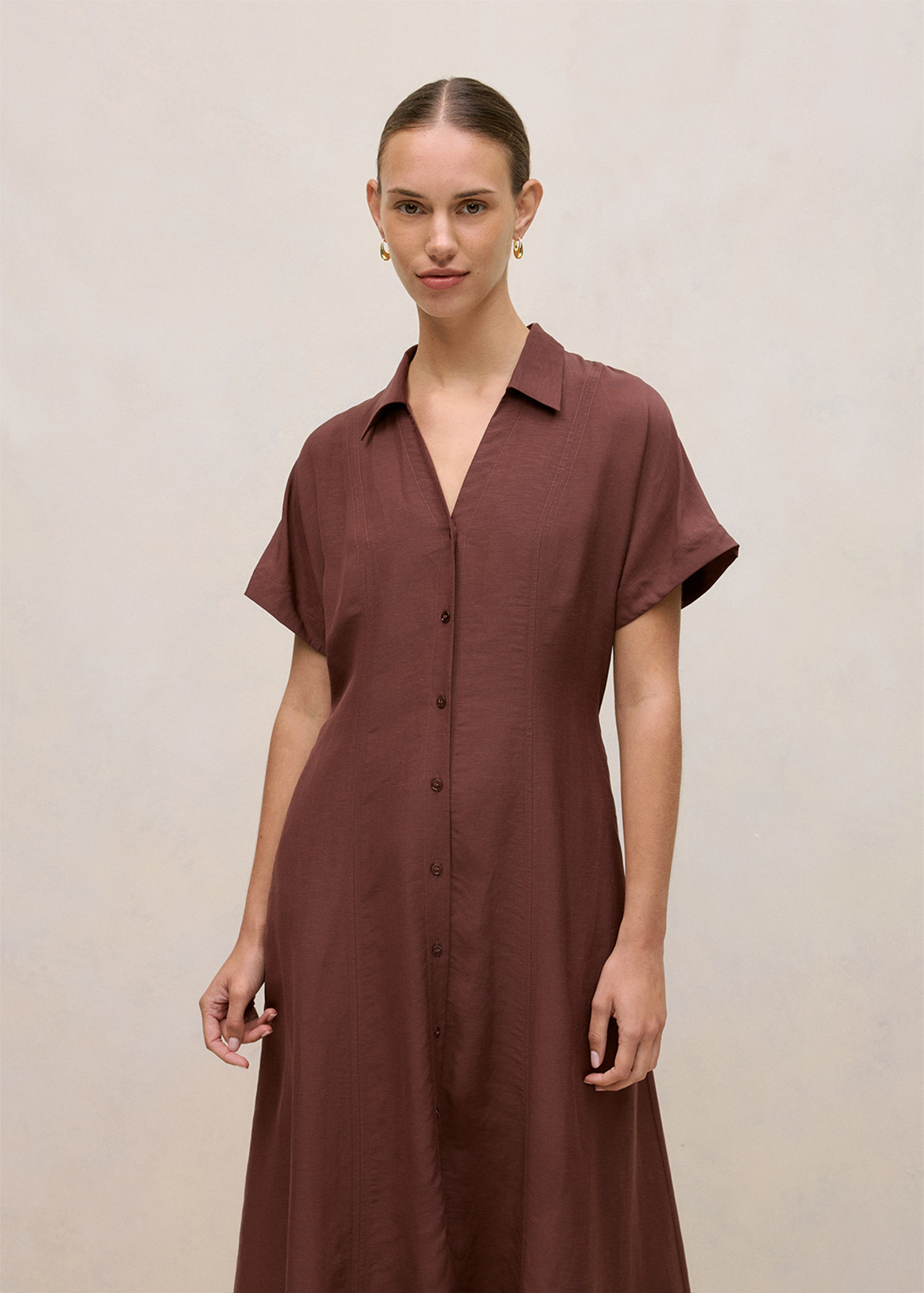 Soft Seam Detail Shirt Dress