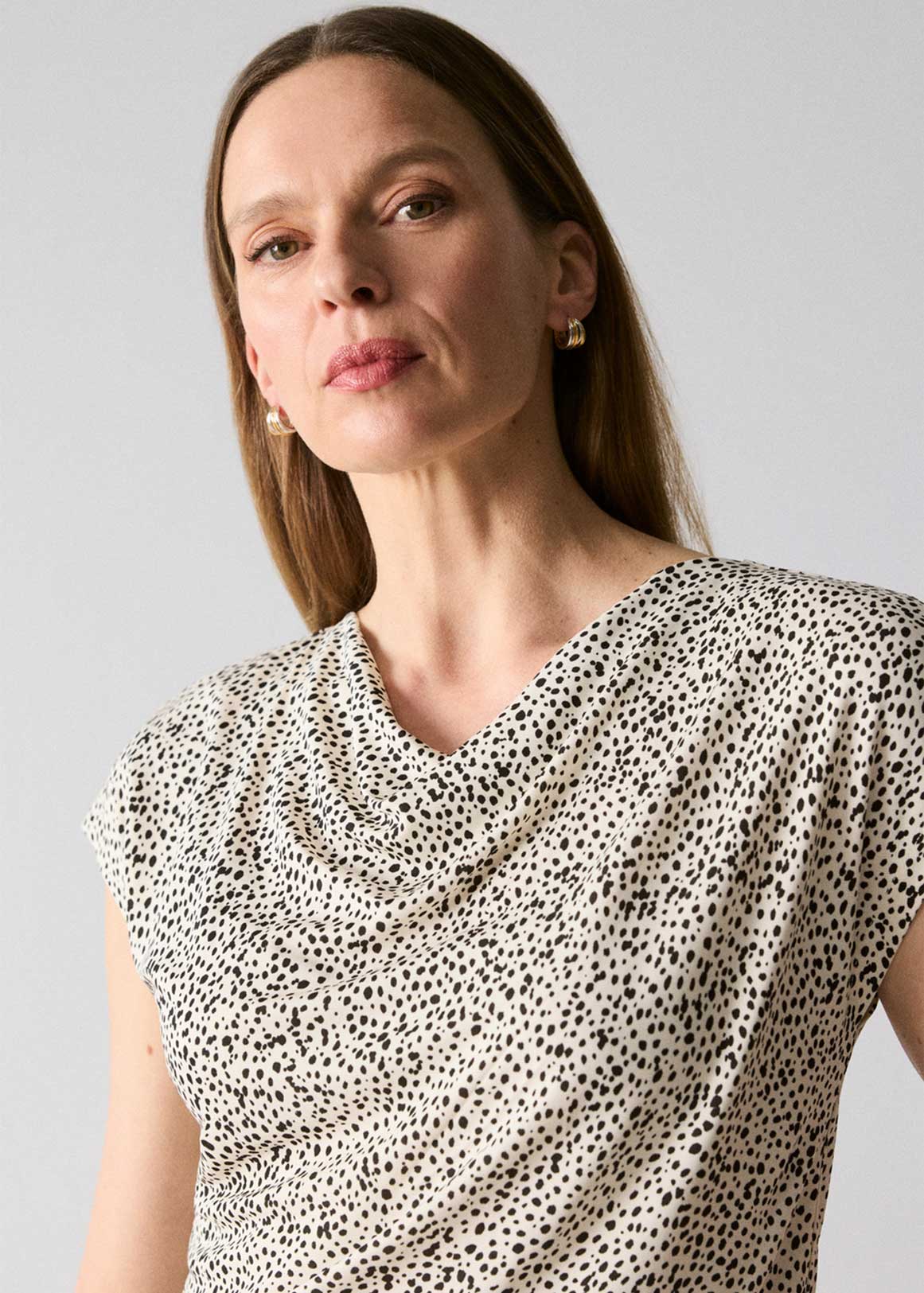 Speckle Print Cowl Neck T-Shirt | Woolworths.co.za