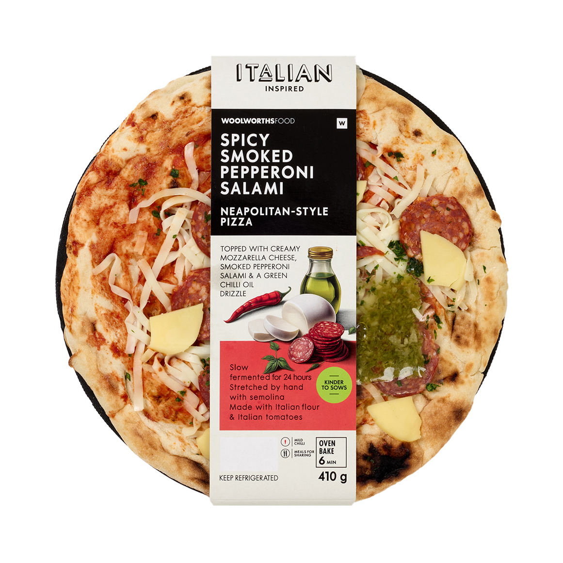Spicy Smoked Pepperoni Salami Neapolitan Style Pizza 410 g