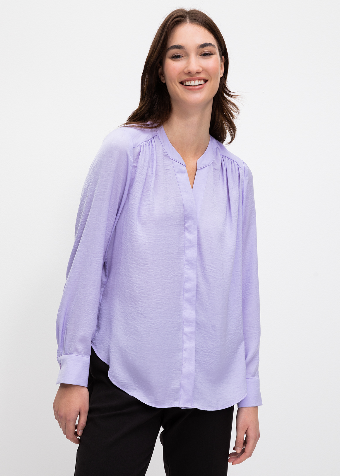 Split Mandarin Satin Shirt | Woolworths.co.za