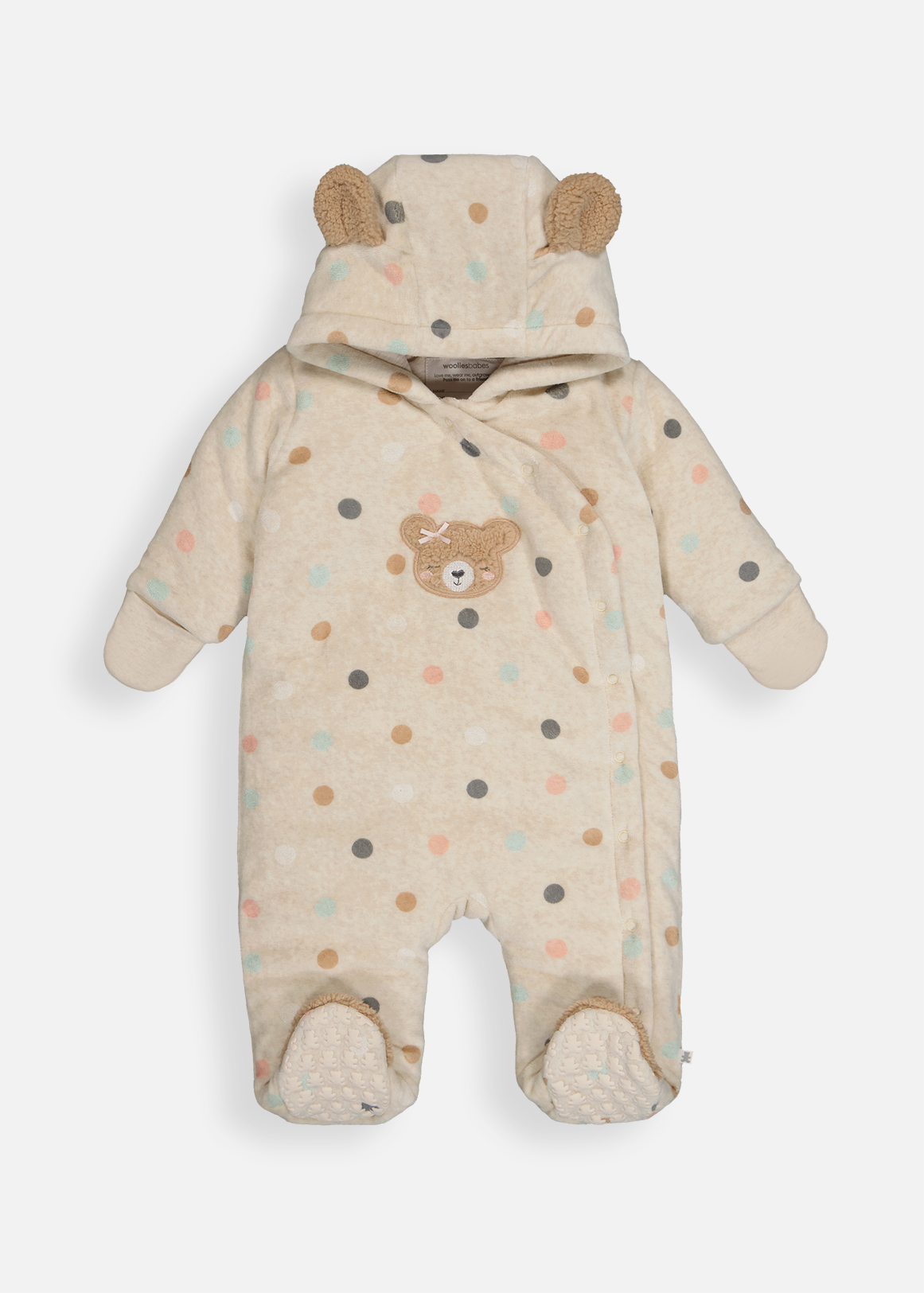 Spot Bear Wadded Velour Jumpsuit