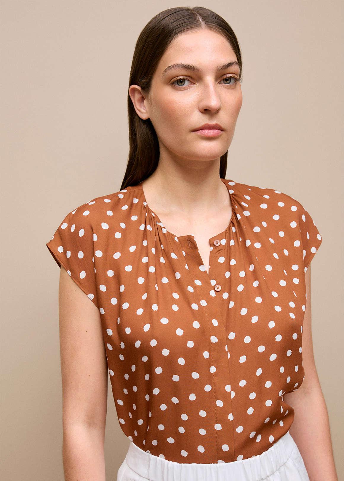 Spot Modal Cap Sleeve Blouse