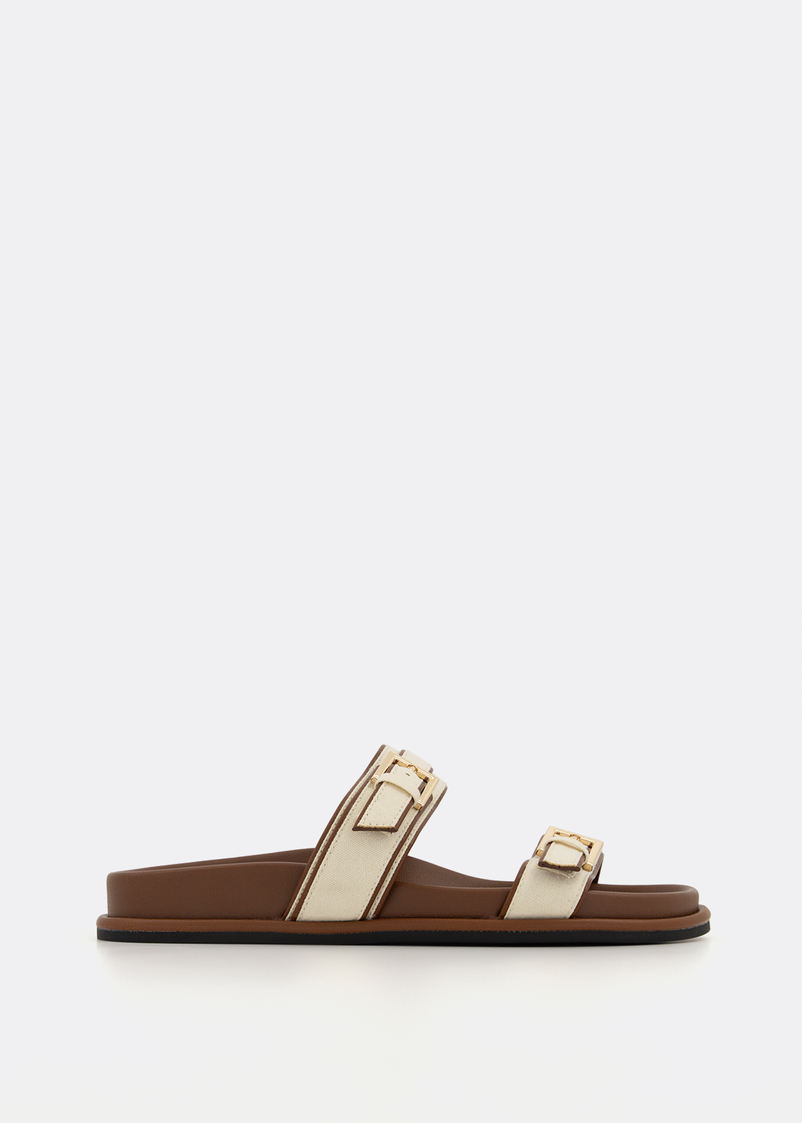 Square Buckle Double Strap Mules