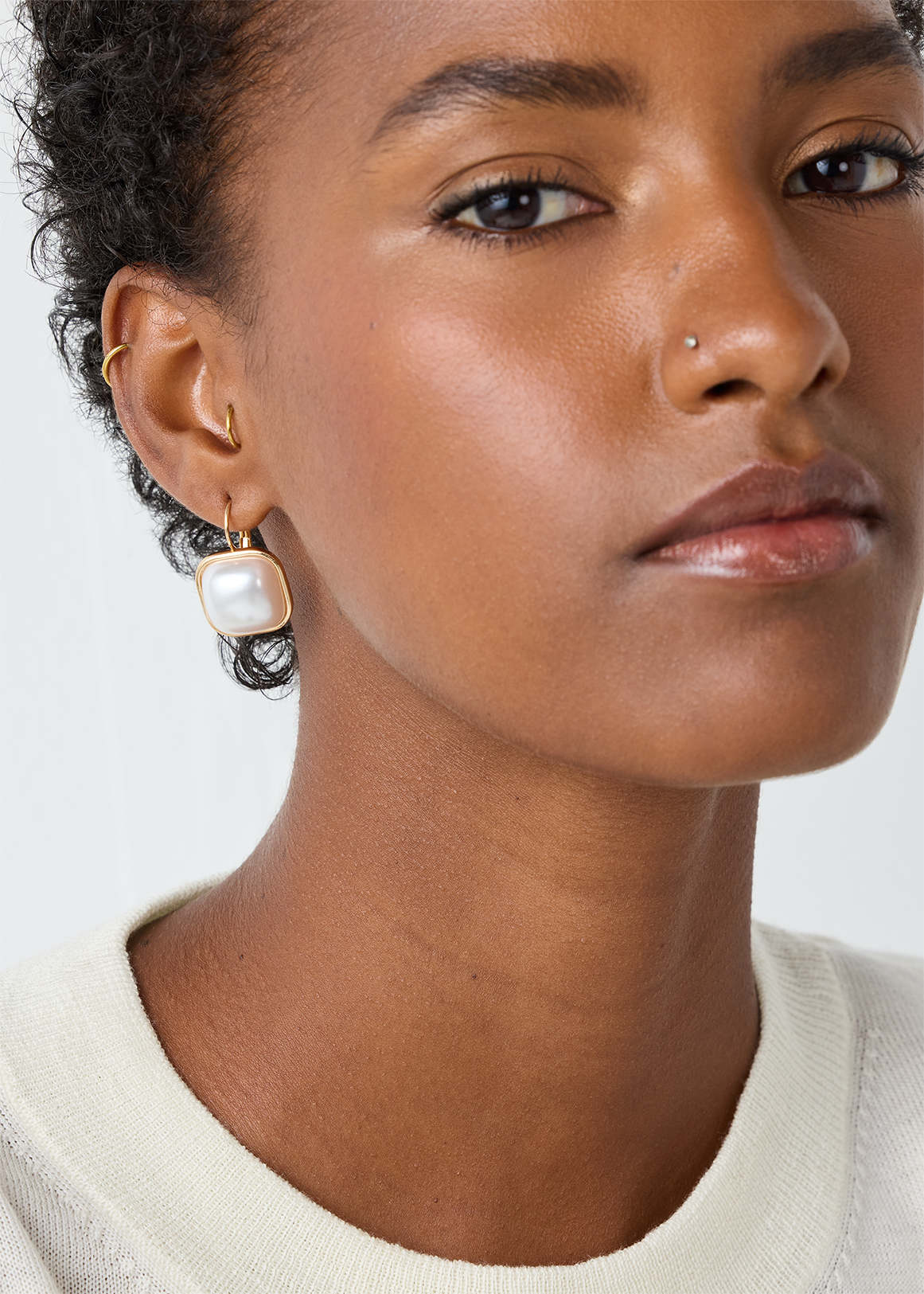 Square Stone Drop Earrings