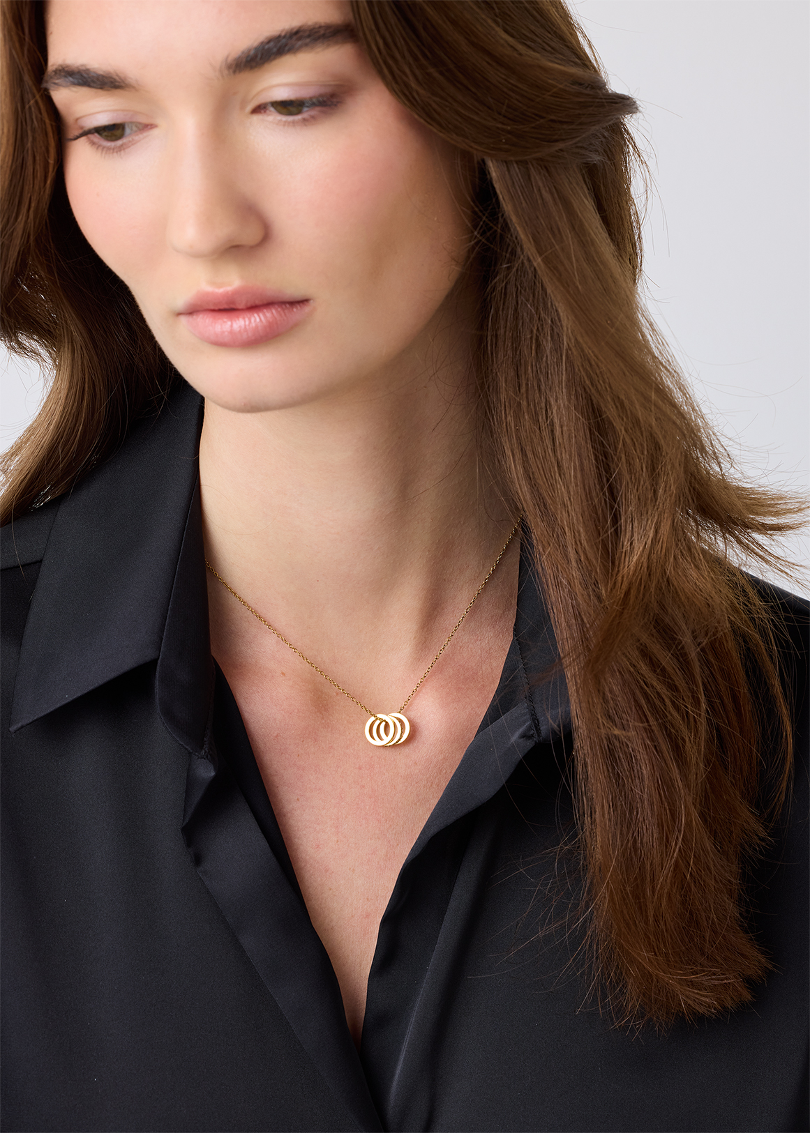 Stainless Steel Triple Ringlet Pendant Necklace