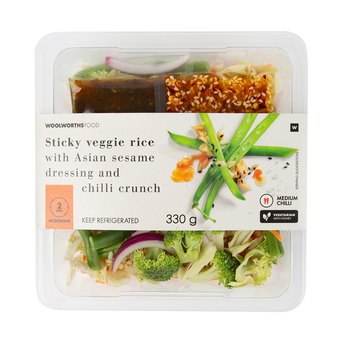 Sticky Veggie Rice with Asian Sesame Dressing and Chilli Crunch 330 g ...