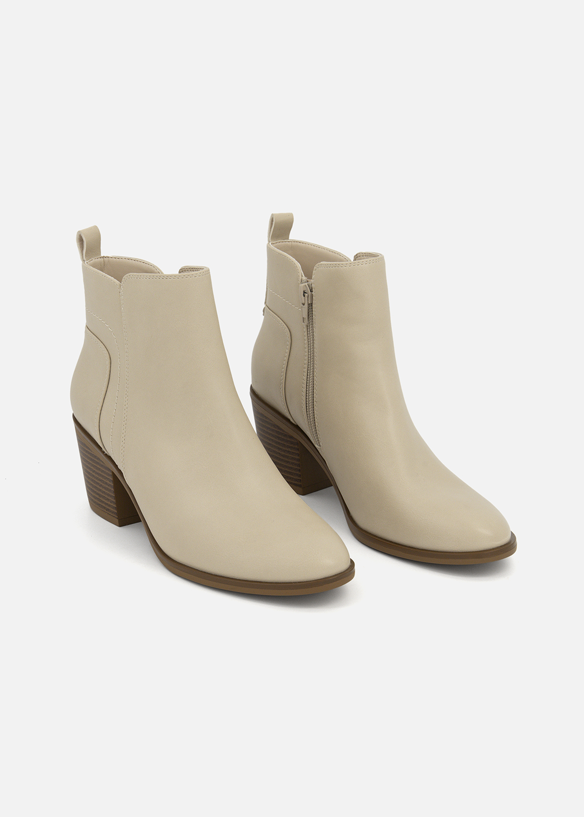 Stitch Detail Zip-up Ankle Boots