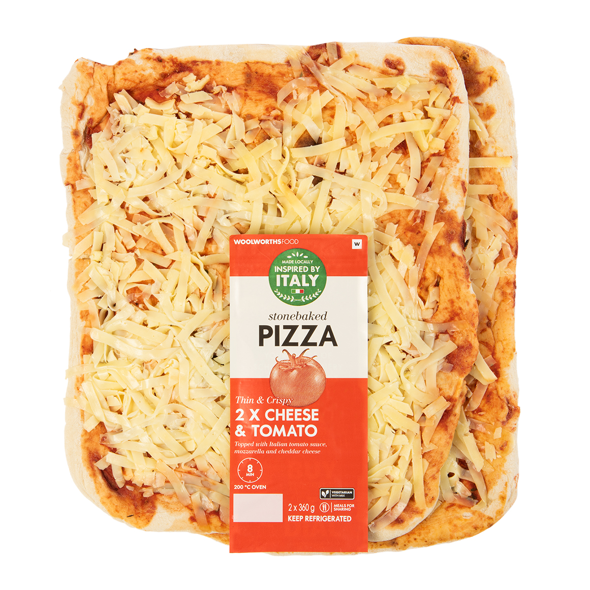 Stonebaked Cheese & Tomato Pizza 2 x 360 g | Woolworths.co.za