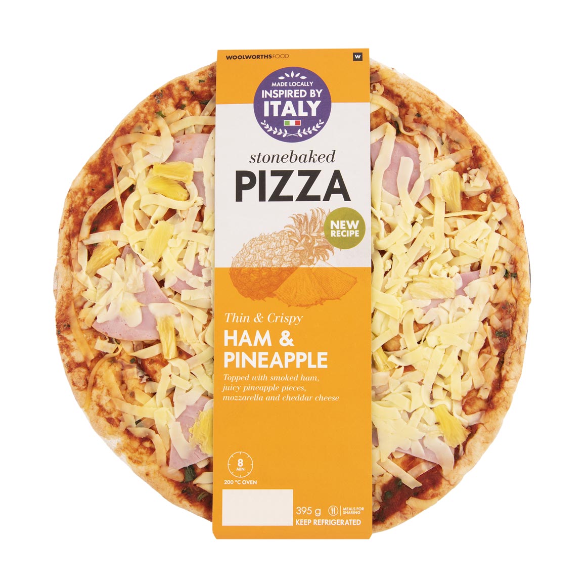 Stonebaked Ham & Pineapple Pizza 395 g | Woolworths.co.za