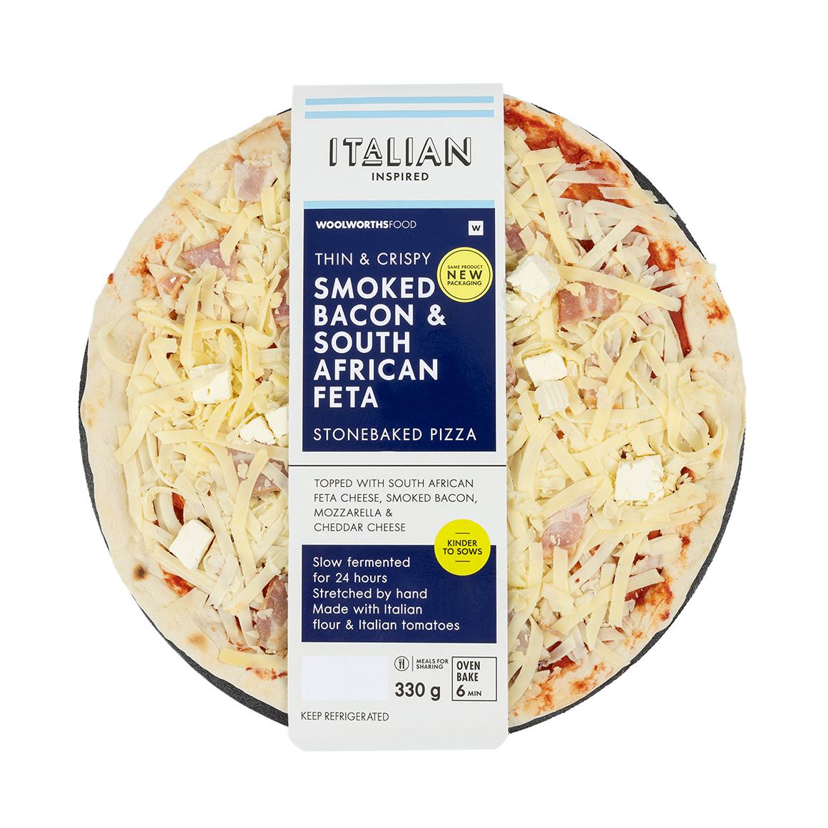 Stonebaked Smoked Bacon South African Feta Pizza 330 g