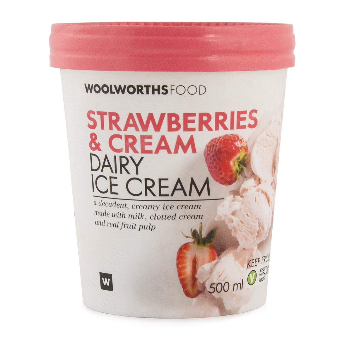 Strawberries & Cream Dairy Ice Cream 500ml Woolworths.co.za