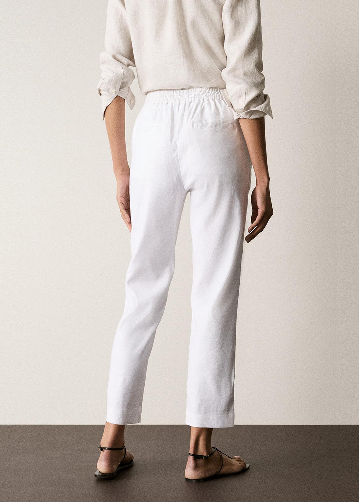Stretch Linen Blend Pull On Pant