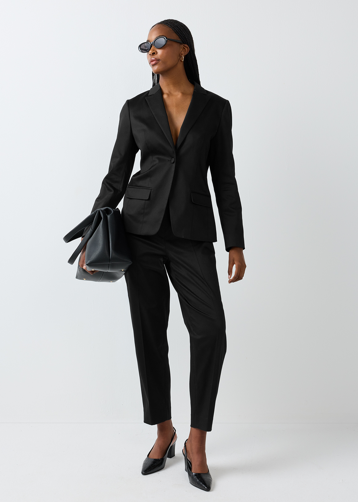 Stretch Sateen Slim Leg Pants