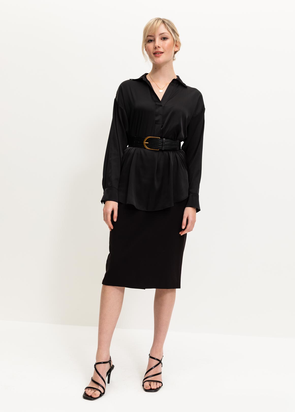 Stretch Viscose Blend Pencil Skirt