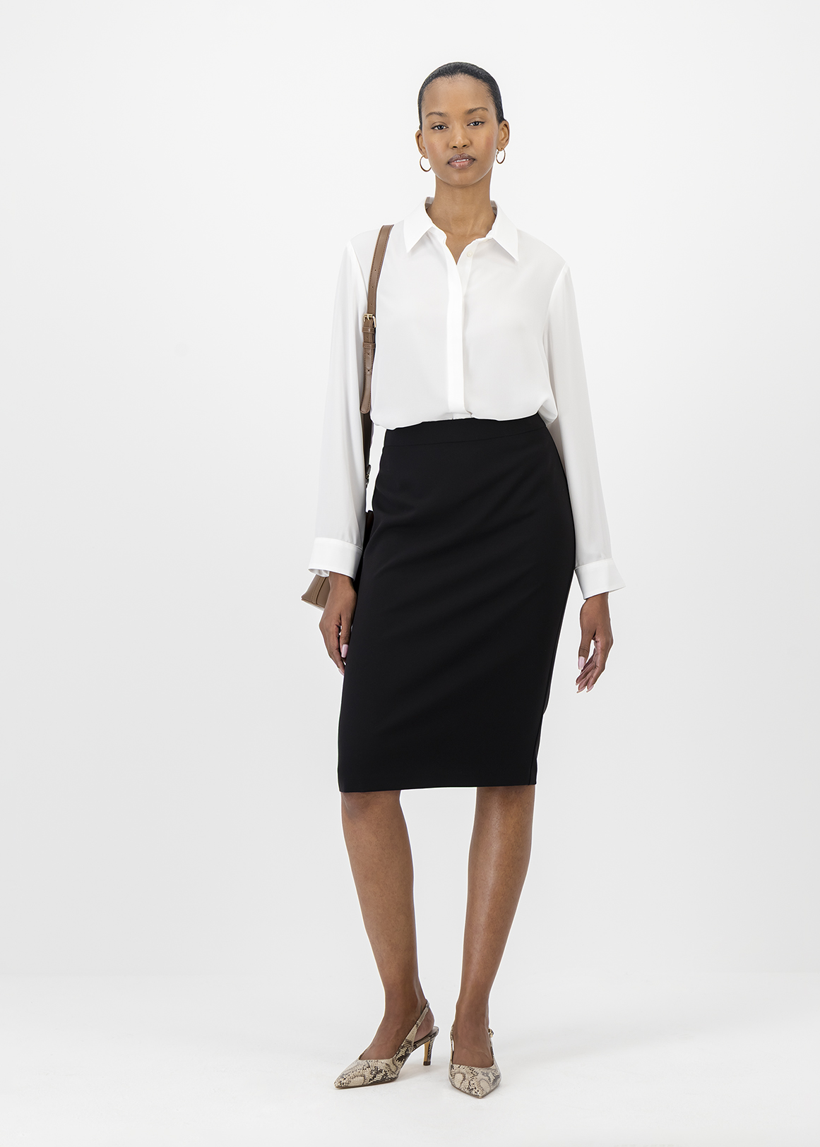 Stretch Viscose Blend Pencil Skirt