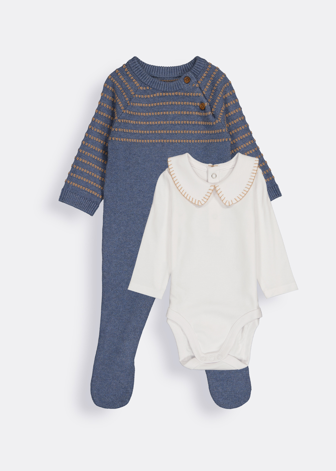 Stripe Knitwear Sleepsuit & Bodyvest Set