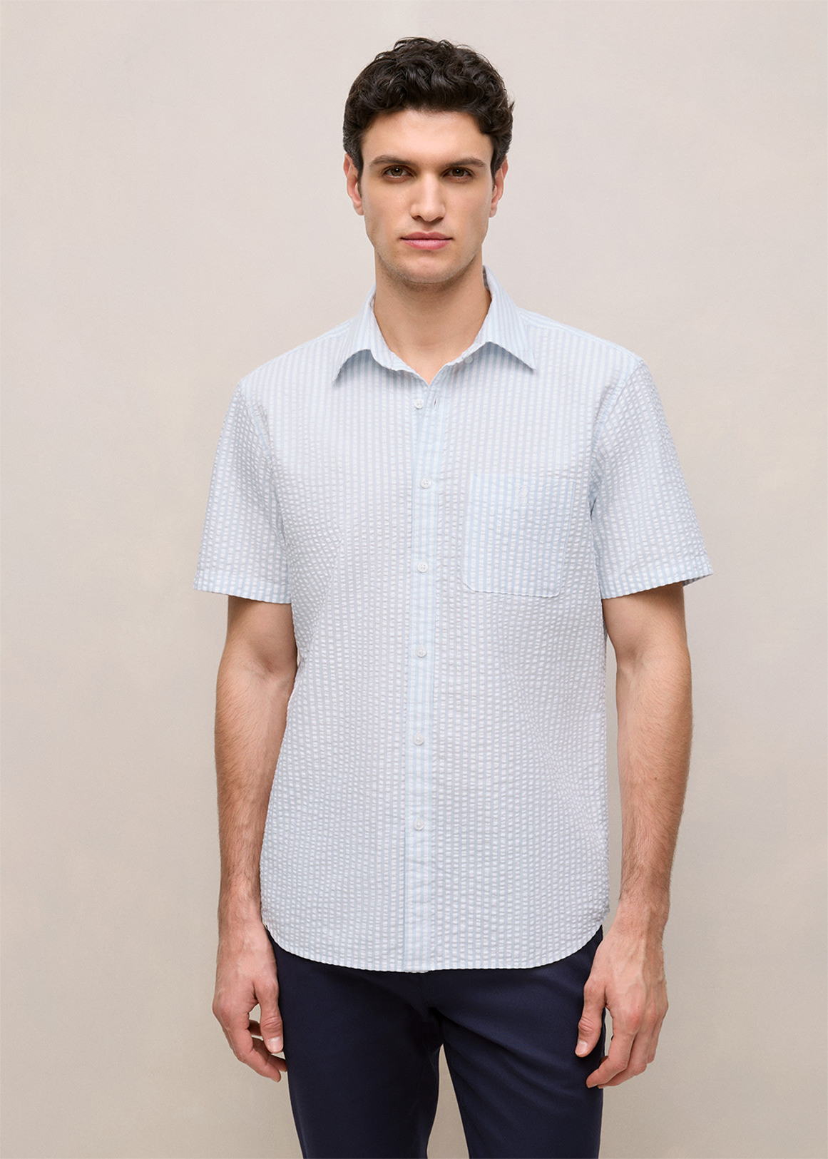 Stripe Seersucker Short Sleeve